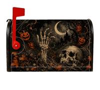 Coperture magnetiche per cassette postali a forma di mano scheletrata, con teschio rustico, zucche per Halloween, protezione per la decorazione del prato, 45,7 x 53,7 cm