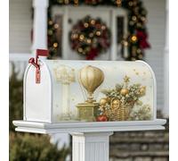 Coperture magnetiche per cassette postali a forma di mongolfiera, ornamenti natalizi vintage per cesti postali di Natale dorati, per esterni, decorazione da cortile, 53 x 64 cm