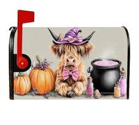 Coperture magnetiche per cassette postali a forma di mucca, calderone rustico di zucca di Halloween arancione per decorazioni esterne da cortile, 45,7 x 53,7 cm