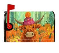 Coperture magnetiche per cassette postali a forma di mucca, cappello autunnale rustico a forma di zucca, copertura per cassetta postale arancione per decorazione da giardino e cortile, 53 x 64 cm