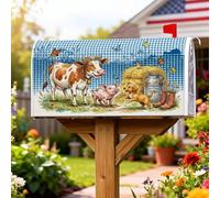 Coperture magnetiche per cassette postali a forma di mucca, copertura per cassetta postale rustica con cane maiale estivo blu per decorazioni per la casa e il giardino, 53 x 64 cm