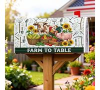 Coperture magnetiche per cassette postali a forma di mucca, copertura per cassetta postale rustica con maiali e gallo verde per decorazione della porta d'ingresso, 45,7 x 53,7 cm