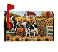 Coperture magnetiche per cassette postali a forma di mucca, copertura per cassetta postale rustica con pollo e zucca, per esterni, giardino, cortile, decorazione 45,7 x 53,3 cm