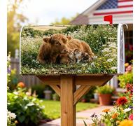 Coperture magnetiche per cassette postali a forma di mucca, copertura per cassetta postale rustica con gattini e fiori verdi estivi per la decorazione del cortile anteriore 53 x 64 cm