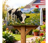 Coperture magnetiche per cassette postali a forma di mucca, decorazione rustica con margherite verdi primaverili, per esterni, giardino, cortile, 53 x 64 cm