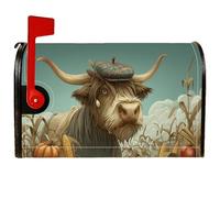 Coperture magnetiche per cassette postali a forma di mucca, decorazioni rustiche per cassetta delle lettere di fattoria, zucca, mais, marrone, decorazione per cortile, 45,7 x 53,3 cm