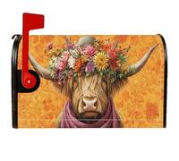 Coperture magnetiche per cassette postali a forma di mucca, dimensioni standard, fantasiosi fiori rustici, sciarpa primaverile arancione, per decorazioni da giardino all'aperto, 53 x 64 cm