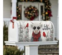 Coperture magnetiche per cassette postali a forma di mucca, involucri per cassette postali invernali rustiche invernali rosse per esterni e cortile, 45,7 x 53,7 cm