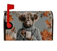 Coperture magnetiche per cassette postali a forma di mucca, rustiche con foglie di zucca autunnali arancioni, per decorazione della porta d'ingresso, 53 x 65,5 cm