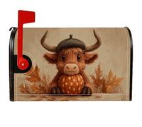 Coperture magnetiche per cassette postali a forma di mucca, rustiche con foglie di zucca autunnali arancioni per le vacanze, decorazione da giardino e cortile, 45,7 x 53,7 cm