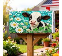 Coperture magnetiche per cassette postali a forma di mucca, rustiche, crisantemo, trifoglio, primavera, verde, protezione per la decorazione del cortile, 45,7 x 53,7 cm