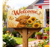 Coperture magnetiche per cassette postali a forma di mucca, rustiche fantasiose girasoli e farfalle, copertura per cassetta della posta gialla per la decorazione del cortile 53 x 64 cm
