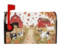 Coperture magnetiche per cassette postali a forma di mucca, rustiche fattoria con zucche, fienile autunnale, copertura per cassetta delle lettere per decorazione da giardino e cortile, 53 x 65,5 cm