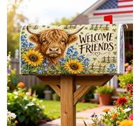 Coperture magnetiche per cassette postali a forma di mucca, rustiche fattoria girasole campanula primavera gialla protezione per la decorazione del giardino del cortile 53 x 65 cm