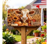 Coperture magnetiche per cassette postali a forma di mucca, rustiche fattoria girasole zucche autunnali arancioni per la decorazione della porta d'ingresso, 53 x 64 cm