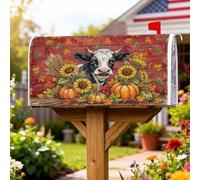 Coperture magnetiche per cassette postali a forma di mucca, rustiche fattoria, girasole, zucche, gialle autunnali, per decorazione portico anteriore, 45 x 53 cm