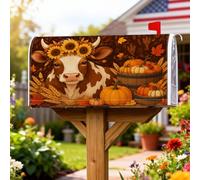 Coperture magnetiche per cassette postali a forma di mucca, rustiche fattoria, girasoli, zucche, autunnali, arancioni, decorazioni per cassette postali per esterni, 53 x 65,5 cm