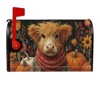 Coperture magnetiche per cassette postali a forma di mucca, rustiche, fiori di zucca, fiori autunnali arancioni, per decorazione da giardino e patio, 53 x 64 cm