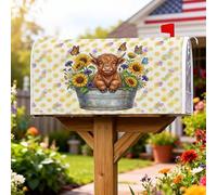 Coperture magnetiche per cassette postali a forma di mucca, rustiche, girasole, farfalle, primaverili, gialle, protezione per la decorazione del prato, 53 x 64 cm