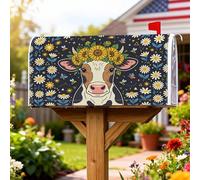 Coperture magnetiche per cassette postali a forma di mucca, rustiche girasoli margherite estive nere involucri per la decorazione esterna del cortile 45,7 x 53,7 cm