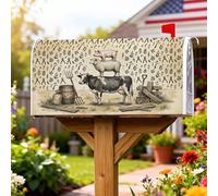Coperture magnetiche per cassette postali a forma di mucca, rustiche pecore e maiali autunnali dai toni della terra, copertura per cassetta postale per decorazione da giardino e cortile, 45,7 x 53,7