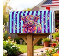 Coperture magnetiche per cassette postali a forma di mucca, strisce colorate e giocose stelle viola estate pelle per la decorazione esterna del cortile 53 x 64 cm