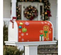 Coperture magnetiche per cassette postali a forma di omino di pan di zenzero, ornamenti natalizi natalizi con fiocchi di neve, decorazioni per la casa e il giardino, 45,7 x 53,7 cm