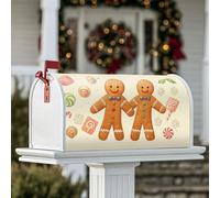 Coperture magnetiche per cassette postali a forma di omino di pan di zenzero, per Natale, caramelle, scatole regalo di Natale, colore marrone, protezione per la decorazione del prato, 53 x 64 cm