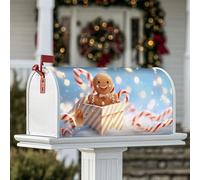 Coperture magnetiche per cassette postali a forma di omino di pan di zenzero, per Natale, con bastoncini di zucchero, per decorazione del prato, 45,7 x 53,7 cm