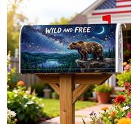 Coperture magnetiche per cassette postali a forma di orso, con natura, rustiche, montagne, lago, estate, blu, decorazione per esterni, giardino, cortile, 45,7 x 53,3 cm