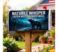 Coperture magnetiche per cassette postali a forma di orso, natura rustica, montagne, foresta, autunno, blu, per decorazioni per casa e giardino, 45,7 x 53,3 cm