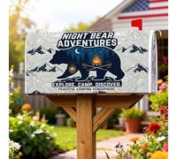 Coperture magnetiche per cassette postali a forma di orso, per esterni, rustiche, montagne, fuoco, estate, blu, decorazione per cortile, 45,7 x 53,3 cm