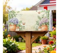 Coperture magnetiche per cassette postali a forma di ortensia, rustiche e vintage, con lanterna a farfalla, viola primaverile, protezione per la posta per esterni, giardino, cortile, decorazione, 45,7