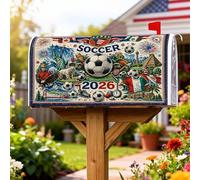 Coperture magnetiche per cassette postali a forma di pallone da calcio, statua patriottica festiva della libertà, aquila, estate, rossa, decorazione per porta d'ingresso, 45 x 53 cm