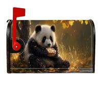 Coperture magnetiche per cassette postali a forma di panda, fantasia ispirata alla natura, con foglie autunnali e foglie autunnali, colore nero, decorazione per portico anteriore, 53 x 64 cm