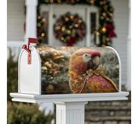 Coperture magnetiche per cassette postali a forma di pappagallo, con perle e fiocco natalizio rosso vivace per decorazione del prato, 45,7 x 53,7 cm