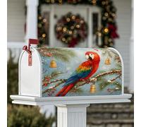 Coperture magnetiche per cassette postali a forma di pappagallo, con rami di pino e campane natalizie, per esterni, giardino, cortile, decorazione 45,7 x 53,3 cm