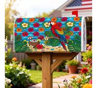 Coperture magnetiche per cassette postali a forma di pappagallo, ibisco tropicale estivo e cocco rosso per le vacanze per la casa e il giardino, 45,7 x 53,7 cm