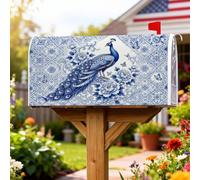 Coperture magnetiche per cassette postali a forma di pavone, decorazioni tradizionali eleganti con fiori e farfalle, nessuna decorazione blu per la porta d'ingresso, 53 x 64 cm