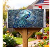 Coperture magnetiche per cassette postali a forma di pavone, elegante copertura per cassetta delle lettere blu con ninfea e sorgenti d'acqua, per decorazione della porta d'ingresso, 53 x 64 cm