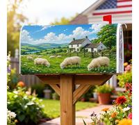 Coperture magnetiche per cassette postali a forma di pecora, rustiche, pastorali, erba, verde primavera, protezione per la decorazione del portico anteriore, 45,7 x 53,7 cm