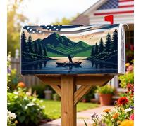 Coperture magnetiche per cassette postali a forma di pescatore, copertura per cassetta delle lettere verde con natura, montagne lago estivo, decorazione per porta d'ingresso, 45,7 x 53,7 cm