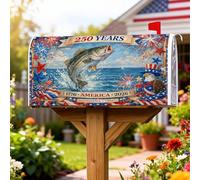 Coperture magnetiche per cassette postali a forma di pesce, copertura decorativa per cassetta postale con stelle e fuochi d'artificio festivi patriottici, per il giorno dell'indipendenza, decorazione
