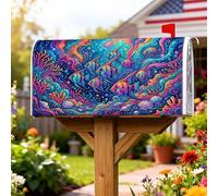 Coperture magnetiche per cassette postali a forma di pesce, copertura per cassetta postale con guscio di corallo colorato nautico blu estivo per decorazioni da cortile 53 x 64 cm