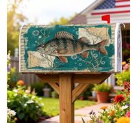 Coperture magnetiche per cassette postali a forma di pesce, nautiche vintage, con bolle e alghe marine, copertura per cassetta delle lettere per giardino, decorazione da cortile, 53 x 64 cm