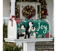 Coperture magnetiche per cassette postali a forma di pinguino, sciarpa natalizia con agrifoglio, decorazioni verdi per cassetta delle lettere per la decorazione del cortile 53 x 64 cm