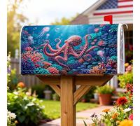 Coperture magnetiche per cassette postali a forma di polipo, decorazioni per cassette postali estive blu marine con meduse corallo, decorazione per esterni, giardino, cortile, 45,7 x 53,7 cm