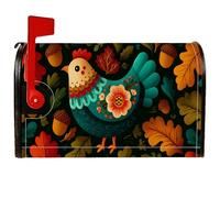 Coperture magnetiche per cassette postali a forma di pollo, autunnali, rustiche, con fiori di quercia, foglie di quercia, copertura decorativa per cassetta postale per la decorazione del cortile