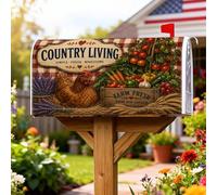Coperture magnetiche per cassette postali a forma di pollo, rustiche fattoria con verdure, lavanda raccolto toni terrosi, copertura stagionale per cassetta postale per decorazione da giardino e