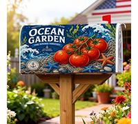 Coperture magnetiche per cassette postali a forma di pomodori, decorazione per cassetta postale estiva rustica costiera con stelle marine, alghe marine rosse per decorazione del prato, 45,7 x 53,3 cm
